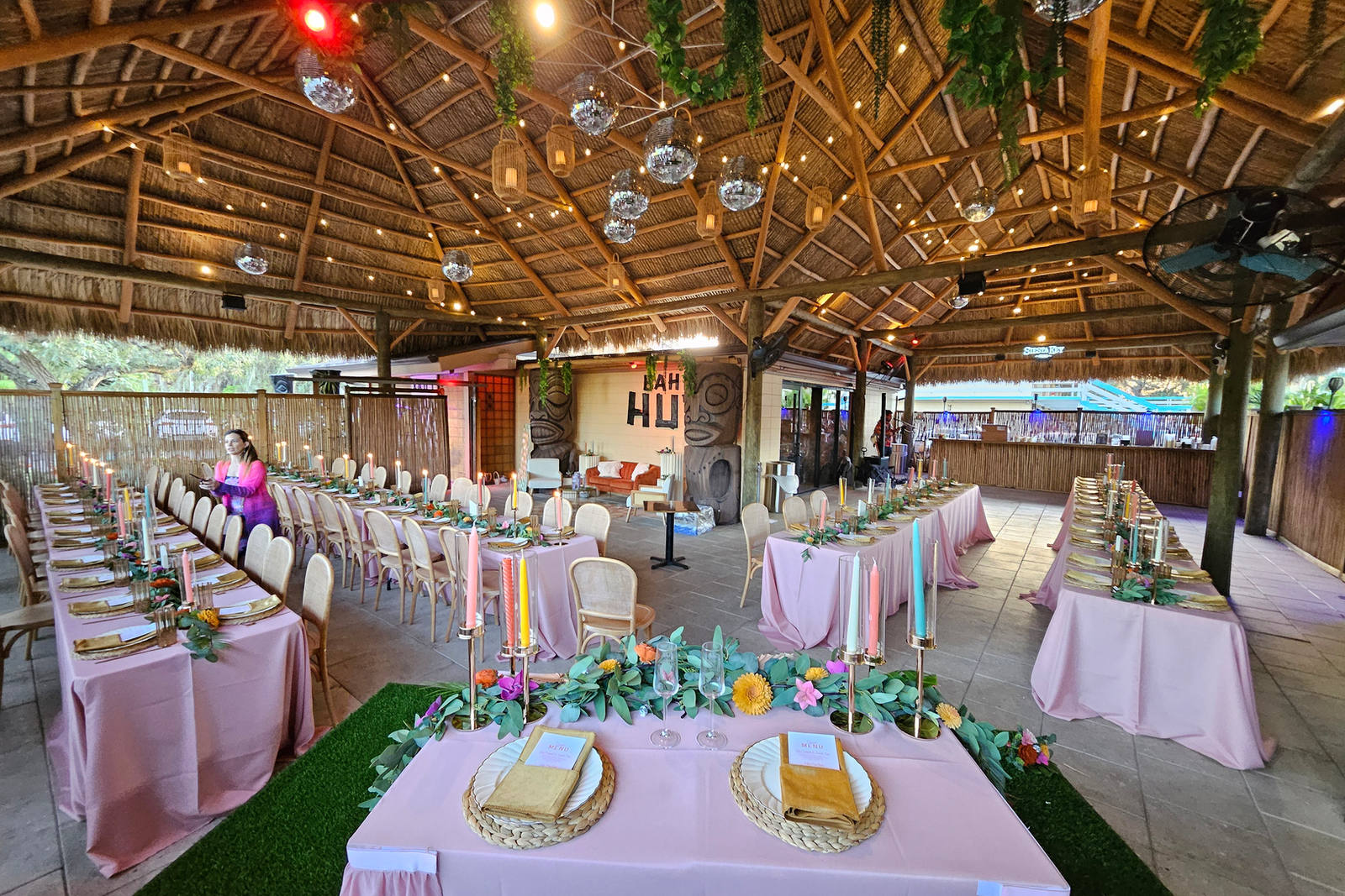 The Bloc event pavilion set for a private dinner